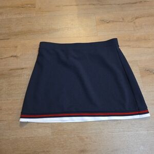 Express Navy Skater Skirt with Red and White Accents